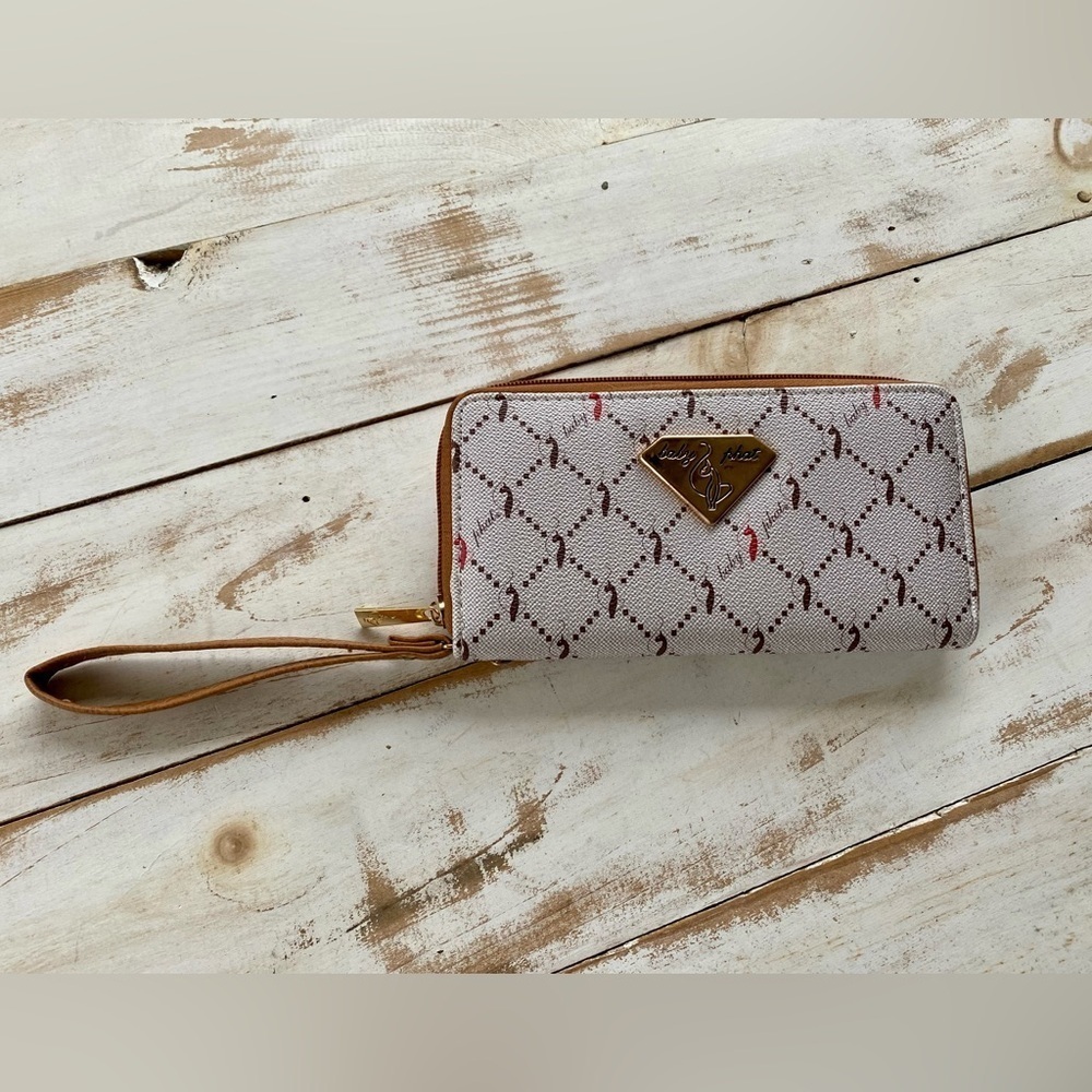 BABY PHAT y2k Vintage Wallet clutch wristlet iconic cats taupe neutral MINT